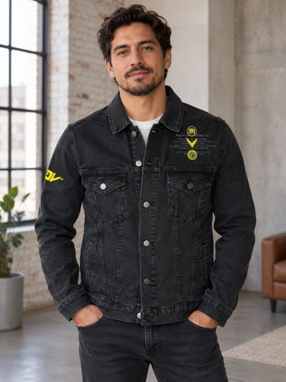 Maverick Small Black Denim Jacket Mens Slim Fit Modern Streetwear 2020